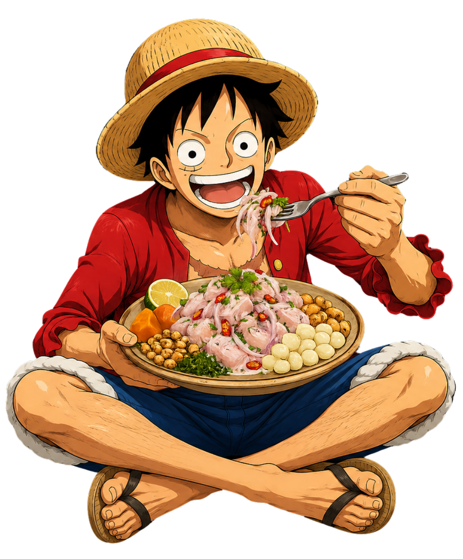 Luffy comiendo ceviche peruano